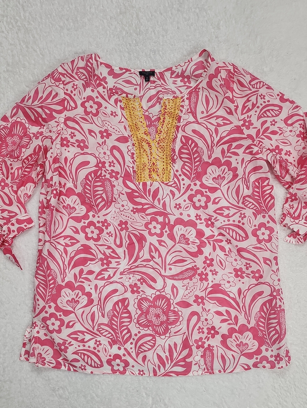Talbots Lightweight Floral Tunic Top 3/4 Sleeve